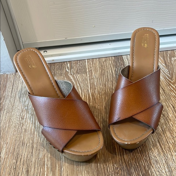 Mossimo Supply Co. Brown Trendy Wedge Sandals - Picture 3 of 7